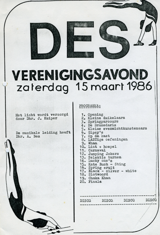 Bekijk detail van "Affiche: DES verenigingsavond, 1986"