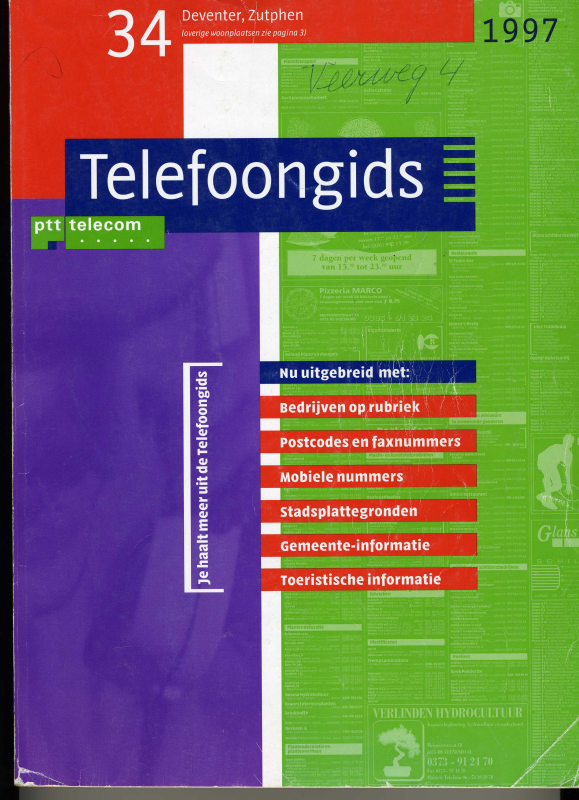 Bekijk detail van "<span class="highlight">Telefoongids</span>, Deventer, Zutphen, 1997"