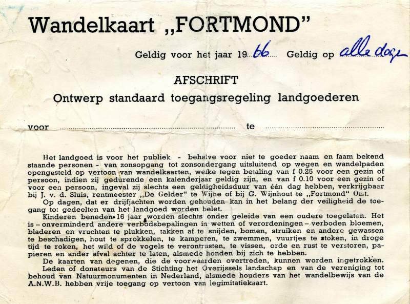 Bekijk detail van "<span class="highlight">Wandelkaart</span> ,,Fortmond", Geldig voor het jaar 1966"