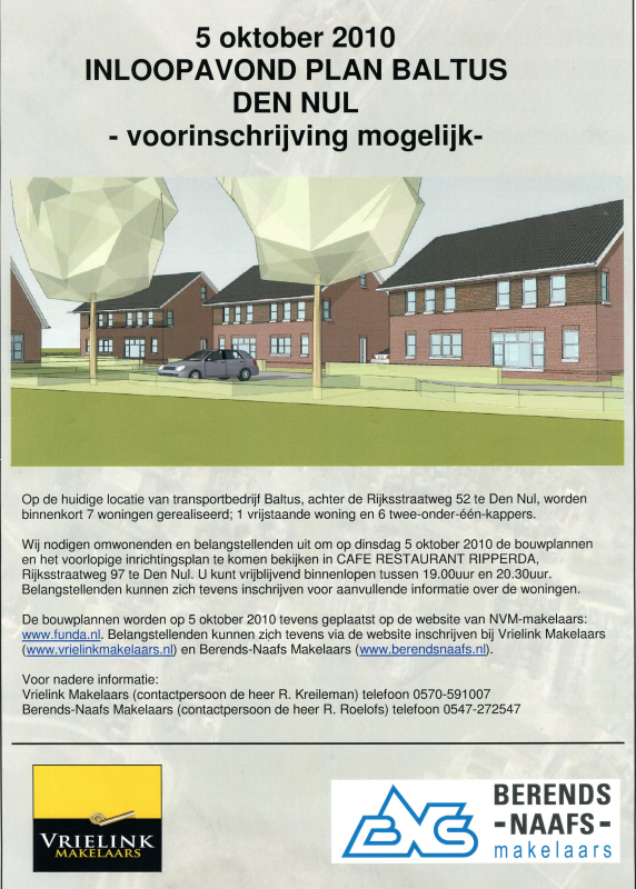 Bekijk detail van "Inloopavond plan Baltus, Den Nul. Nieuwbouw achter Rijksstraatweg 52 te Den Nul,  2010."