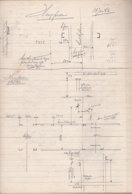 Bekijk detail van "Aberson Olst.  Schrijfblok met <span class="highlight">schetsen</span>, van H. v.d. Werf, vanaf 17 juni 1955 tot 4 juli 1966."