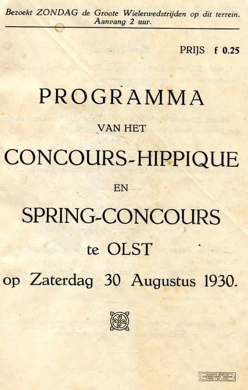 Bekijk detail van "Programma van het <span class="highlight">Concours</span>-<span class="highlight">Hippique</span> en Spring-<span class="highlight">concours</span> te Olst op zaterdag 30 augustus 1930"