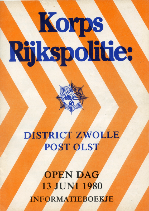 Bekijk detail van "Informatieboekje: Korps Rijkspolitie - District Zwolle Post Olst. Open dag 13 juni 1980."