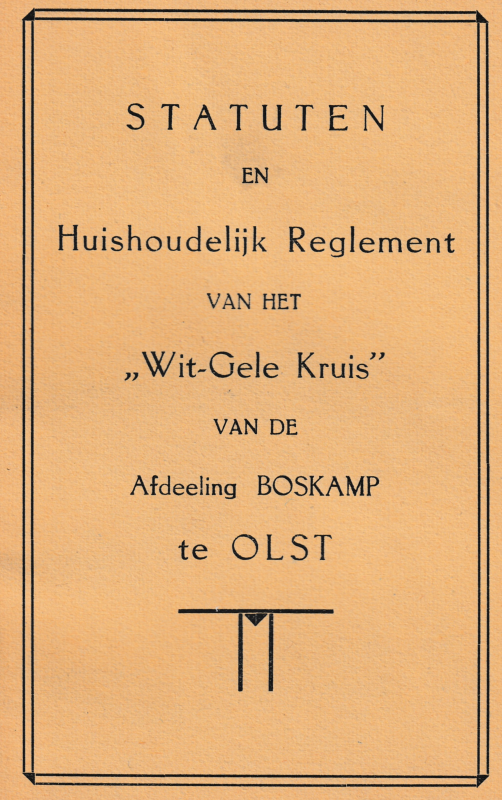 Bekijk detail van "Statuten en Huishoudelijk <span class="highlight">Reglement</span> van het Wit Gele Kruis van de afdeling Boskamp te Olst, 1930."