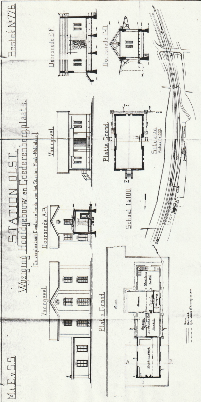 Bekijk detail van "Tekeningen Station Olst, wijziging hoofdgebouw en goederenplaats, 1899"