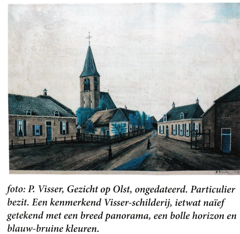 Bekijk detail van "Uit Kruudmoes: Foto schilderij P. Visser, gezicht op Olst"