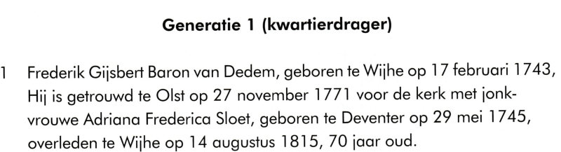 Bekijk detail van "Kwartierstaat van Frederik Gijsbert van Dedem *17-02-1743 te Wijhe"