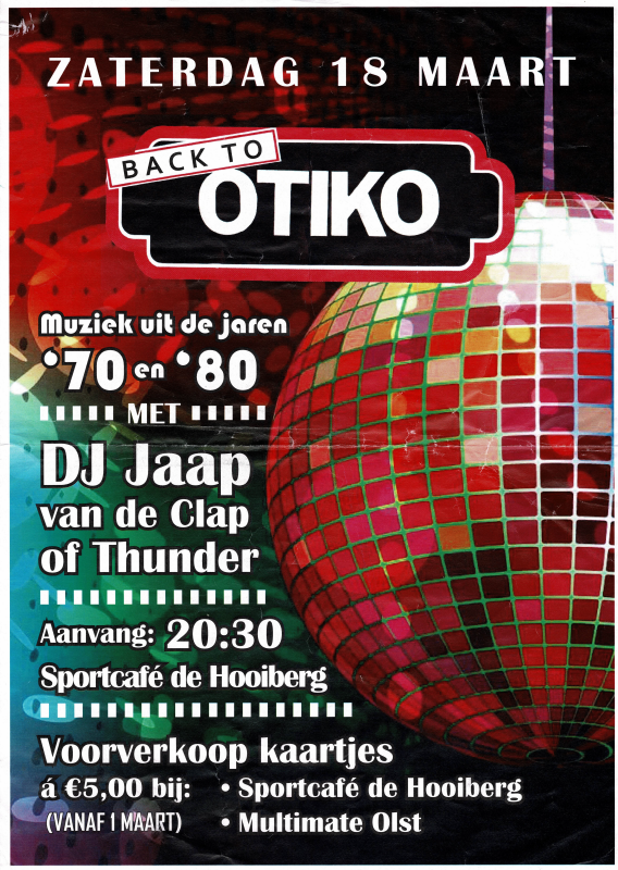 Bekijk detail van "Aanplakbiljet: Back to Otiko, muziek uit de jaren '70 en '80, 2017"