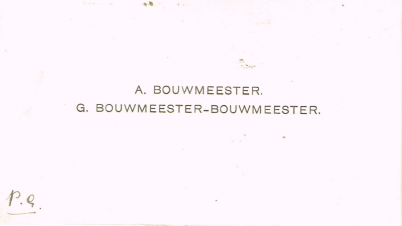 Bekijk detail van "Visitekaartje: A. Bouwmeester en G. Bouwmeester-Bouwmeester, 1942"