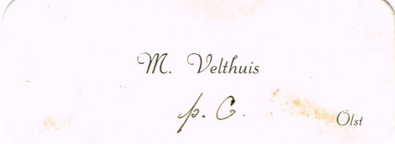 Bekijk detail van "Visitekaartje M. Velthuis, 1942"