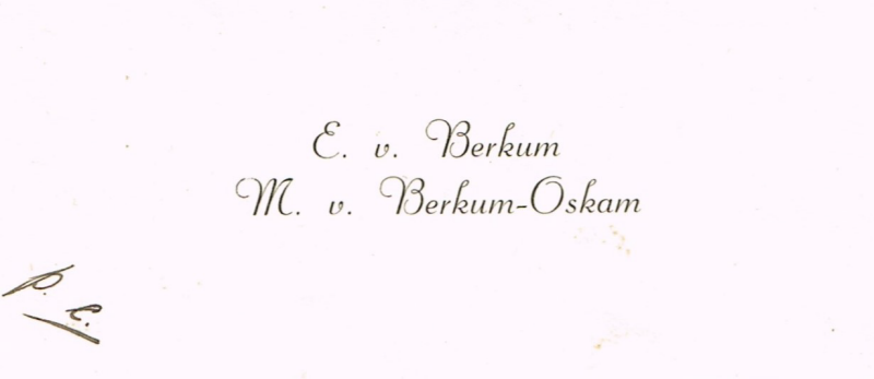 Bekijk detail van "Visitekaartje E. van Berkum en M. van Berkum-Oskam, 1942"