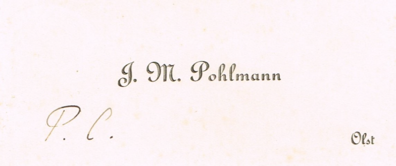 Bekijk detail van "Visitekaartje G.H. Pohlmann en J.M. Pohlmann-Overmars, 1942"