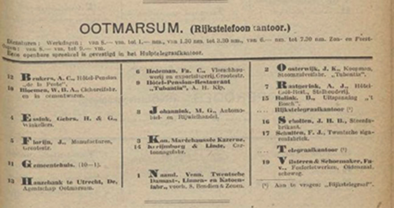 Bekijk detail van "Telefoonlijst Ootmarsum 1920."