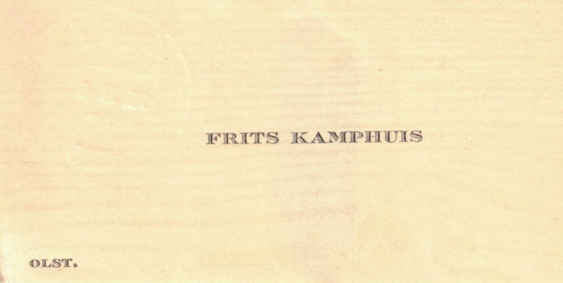 Bekijk detail van "Visitekaartje: Frits Kamphuis, 1930"