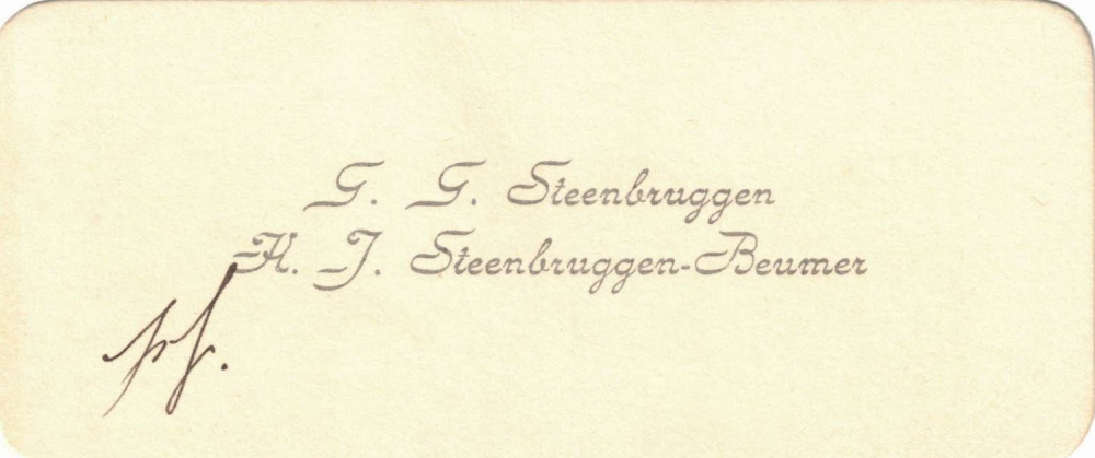 Bekijk detail van "Visitekaartje: G.G. Steenbruggen en H.J. Steenbruggen-Beumer, 1930"