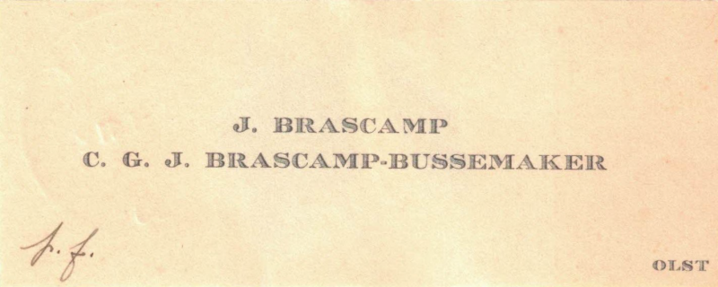 Bekijk detail van "Visitekaartje: J. Brascamp en C.G.J. Brascamp-Bussemaker, 1930"