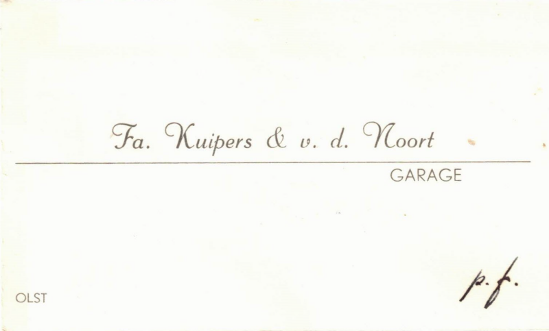 Bekijk detail van "Visitekaartje Fa. Kuipers & v.d. Noort, Garage, 1950"