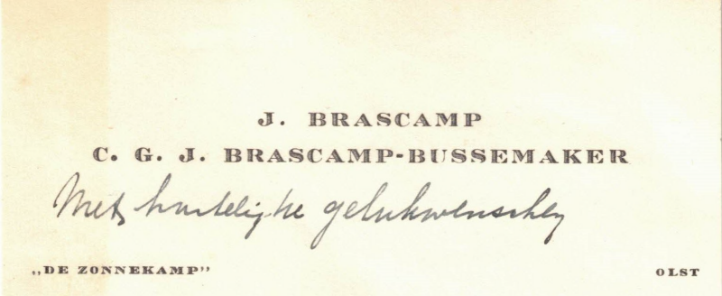 Bekijk detail van "Visitekaartje: J. Brascamp en C.G.J. Brascamp-Bussemaker, 1950"